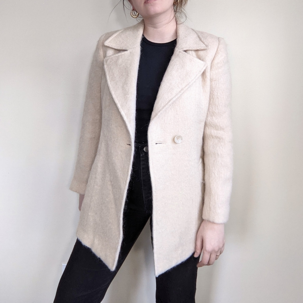Vintage Cream Mohair Wool Blazer Jacket